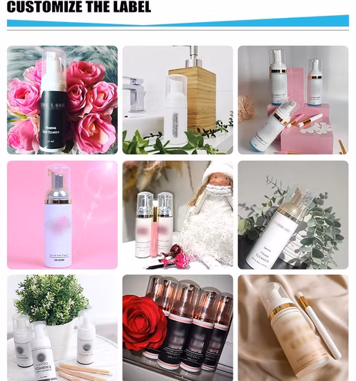 Shampoo per ciglia personalizzato prezzo all'ingrosso, detergente per extension ciglia, detergente in schiuma per palpebre