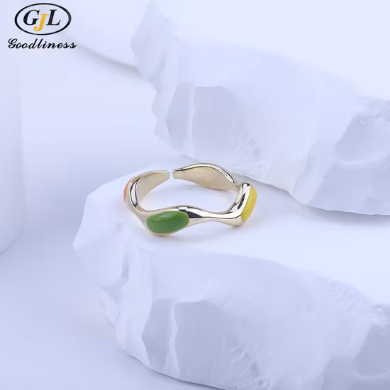 Anello regolabile in argento sterling S925 con colla a goccia irregolare